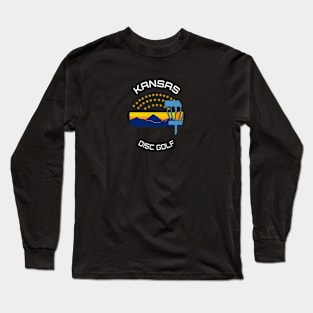 Kansas Disc Golf - State Flag Dark Long Sleeve T-Shirt